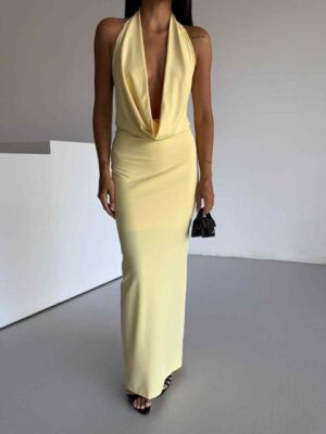 Жолт елегантен фустан