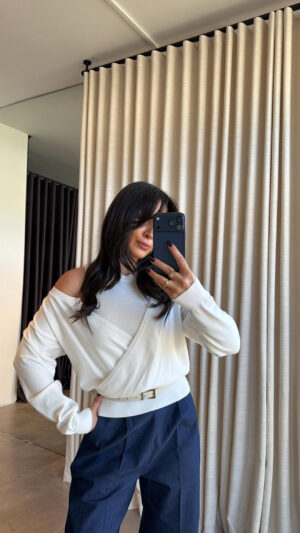 Уникатна блуза од два дела - бела боја