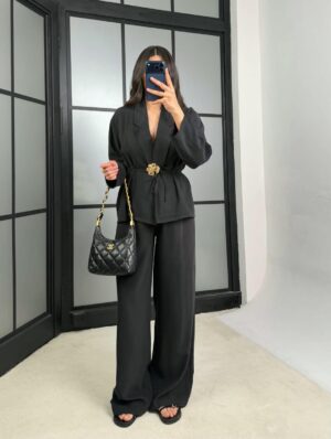 Црн премиум комплет со брош